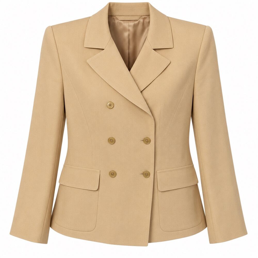NWT Jones New York Petite 10P 100% Silk Ivory Double Breasted Blazer